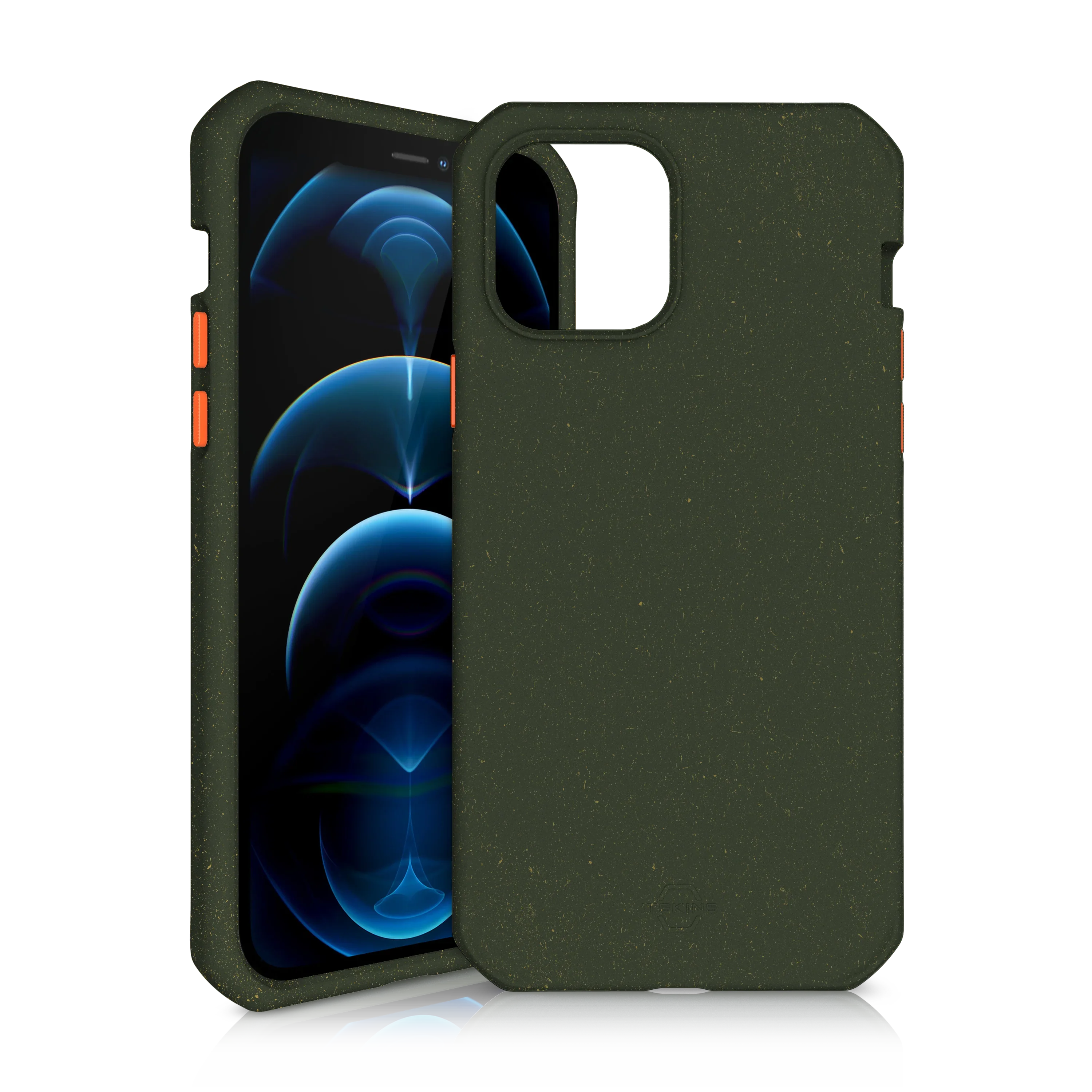 Itskins Feroniabio Summit iPhone 12 Pro Max Case - Kaki And Orange - Tashqila Itskins Feroniabio Summit iPhone 12 Pro Max Case - Kaki And Orange - Tashqila